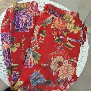 Johnny Was Silk Blend Floral Jogger Pants
